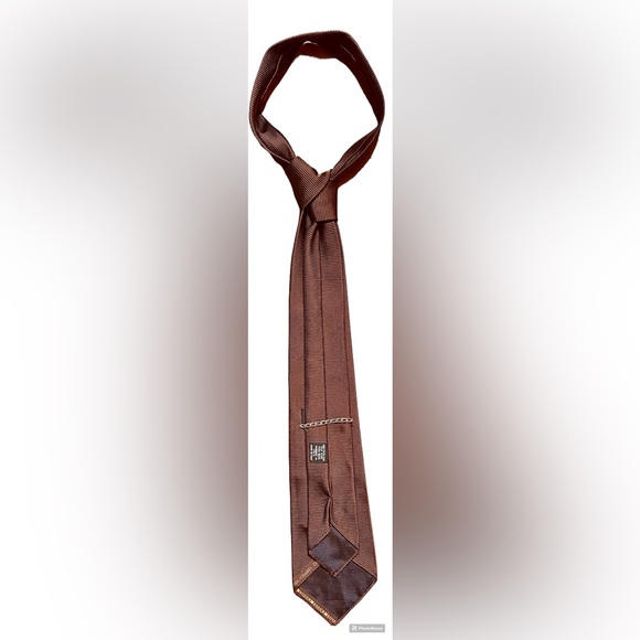 Chanel Men’s Tie. Chocolate Brown, Ribbed. 100% Silk - Picture 8 of 8